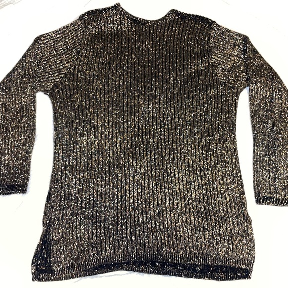 Norton McNaughton Petite. Medium. Black and Gold. Holiday Sweater. - Picture 6 of 6